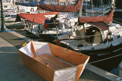 Varnished Cedar Origami folding dinghy