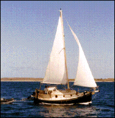 Former owner Bill Barnes sailing s/y MOTU in the Sea of Cortez.