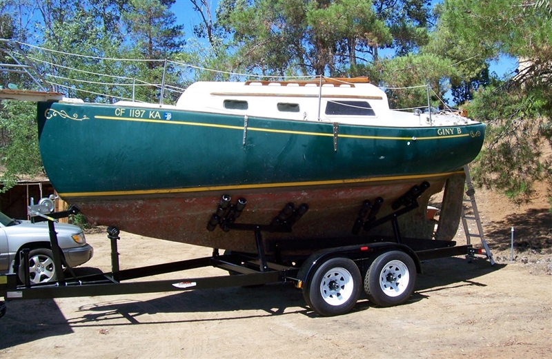 s/v Giny B on trailer