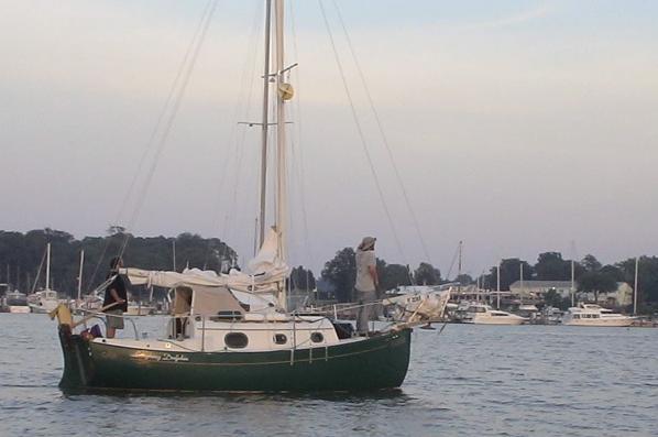 Looking for a spot to drop an anchor at Fairlee Creek on Chesapeake Bay   Photo by Jim Samuels, owner of #413 Celtic Turtle.