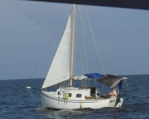 Motor-sailing on Lake Okeechobee.